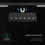 5W LED magnētiskais lineārais grille gaismeklis, 48V, V-TAC VT-41008, IP20, melns, auksti balta gaisma 6400K
