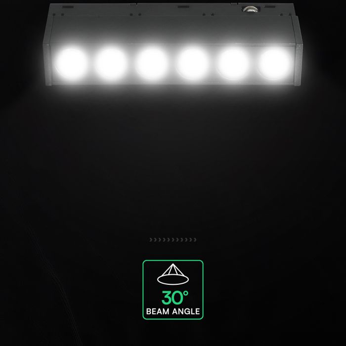 5W LED magnētiskais lineārais grille gaismeklis, 48V, V-TAC VT-41008, IP20, melns, auksti balta gaisma 6400K