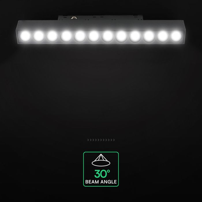 10W LED magnētiskais lineārais grille gaismeklis, 48V, V-TAC VT-41021, IP20, melns, silti balta gaisma 3000K