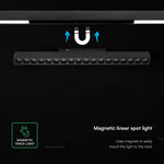 15W LED magnētiskais lineārais grille gaismeklis, 48V, V-TAC VT-41022, IP20, melns, silti balta gaisma 3000K