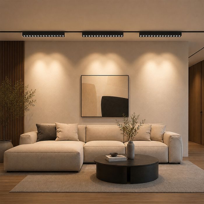 20W LED magnētiskais lineārais grille gaismeklis, 48V, V-TAC VT-41023, IP20, melns, neitrāli balta gaisma 4000K