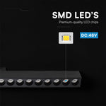 20W LED magnētiskais lineārais grille gaismeklis, 48V, V-TAC VT-41023, IP20, melns, neitrāli balta gaisma 4000K