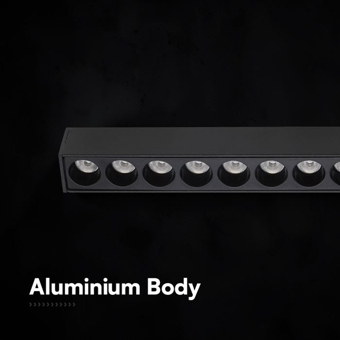 20W LED magnētiskais lineārais grille gaismeklis, 48V, V-TAC VT-41023, IP20, melns, neitrāli balta gaisma 4000K