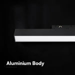 10W LED magnētiskais lineārais flood gaismeklis, 48V, V-TAC VT-41026, IP20, melns, auksti balta gaisma 6400K