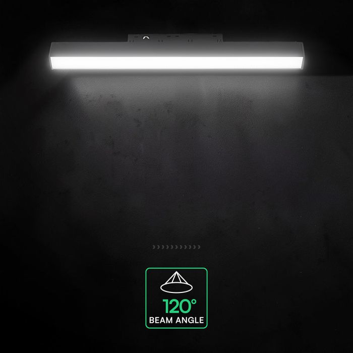 10W LED magnētiskais lineārais flood gaismeklis, 48V, V-TAC VT-41026, IP20, melns, auksti balta gaisma 6400K