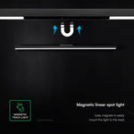 28W LED magnētiskais lineārais flood gaismeklis, 48V, V-TAC VT-41036, IP20, melns, auksti balta gaisma 6400K