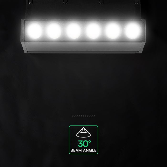 5W LED magnētiskais grozāms spots, 48V, V-TAC VT-41028, IP20, melns, silti balta gaisma 3000K