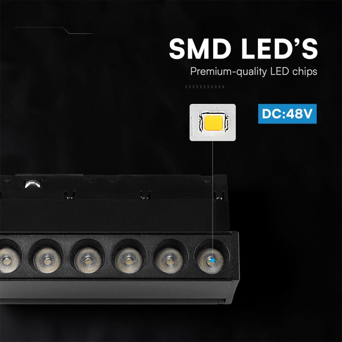 5W LED magnētiskais grozāms spots, 48V, V-TAC VT-41028, IP20, melns, neitrāli balta gaisma 4000K