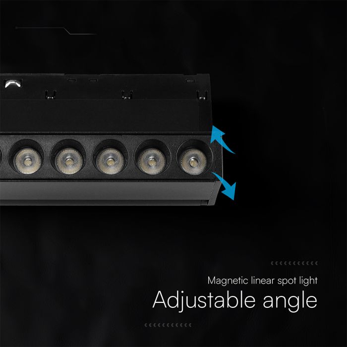 5W LED magnētiskais grozāms spots, 48V, V-TAC VT-41028, IP20, melns, neitrāli balta gaisma 4000K