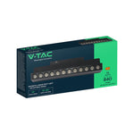 10W LED magnētiskais grozāms spots, 48V, V-TAC VT-41029, IP20, melns, silti balta gaisma 3000K