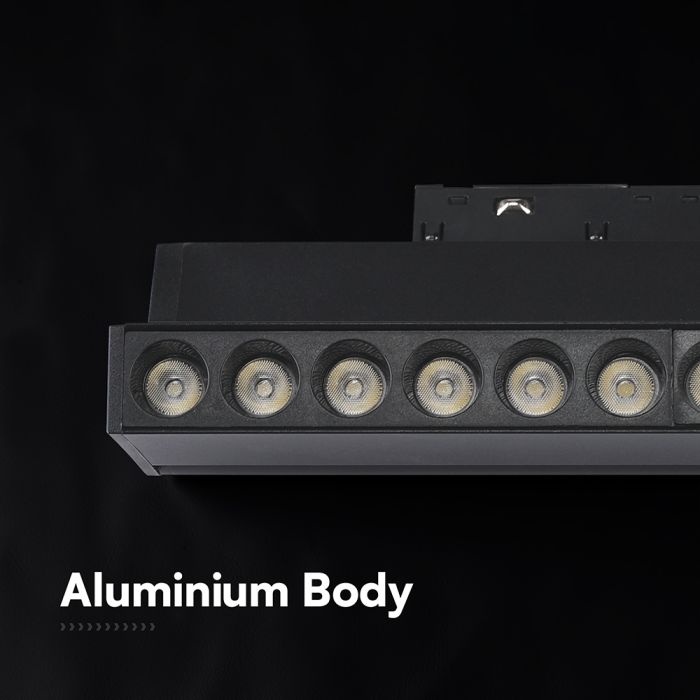 10W LED magnētiskais grozāms spots, 48V, V-TAC VT-41029, IP20, melns, neitrāli balta gaisma 4000K