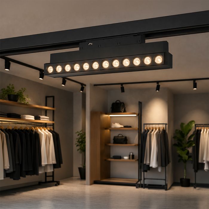 10W LED magnētiskais grozāms spots, 48V, V-TAC VT-41029, IP20, melns, neitrāli balta gaisma 4000K