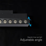 10W LED magnētiskais grozāms spots, 48V, V-TAC VT-41029, IP20, melns, neitrāli balta gaisma 4000K