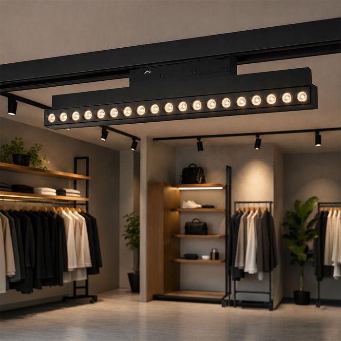 15W LED magnētiskais grozāms spots, 48V, V-TAC VT-41031, IP20, melns, silti balta gaisma 3000K
