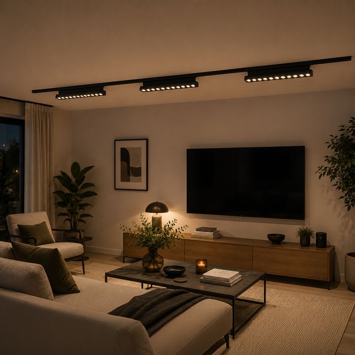 15W LED magnētiskais grozāms spots, 48V, V-TAC VT-41031, IP20, melns, silti balta gaisma 3000K