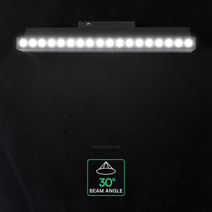 15W LED magnētiskais grozāms spots, 48V, V-TAC VT-41031, IP20, melns, silti balta gaisma 3000K