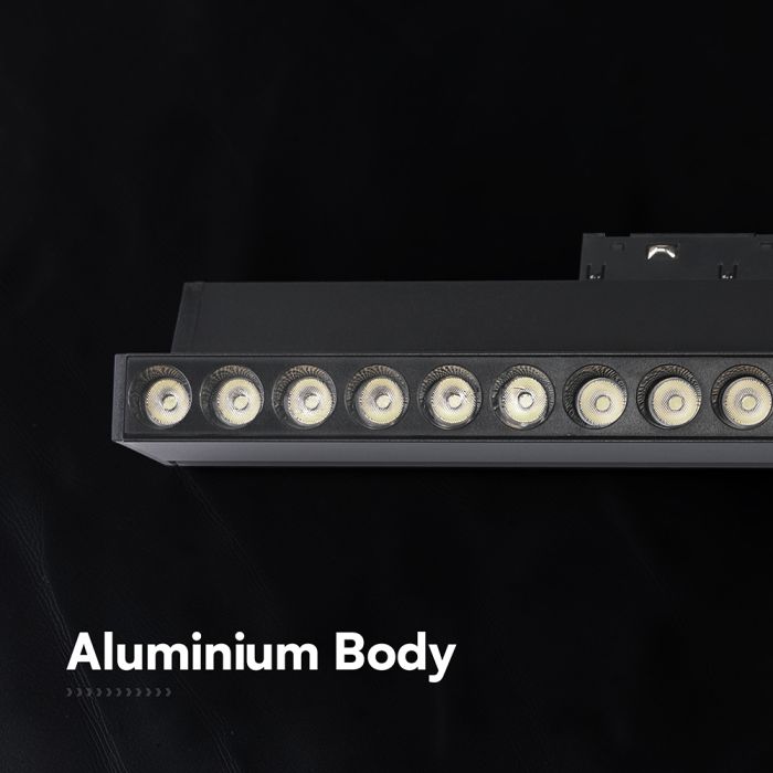 15W LED magnētiskais grozāms spots, 48V, V-TAC VT-41031, IP20, melns, neitrāli balta gaisma 4000K