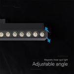 15W LED magnētiskais grozāms spots, 48V, V-TAC VT-41031, IP20, melns, neitrāli balta gaisma 4000K
