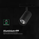 10W LED magnētiskais sliežu gaismeklis (track), 48V, V-TAC VT-40012, IP20, melns, neitrāli balta gaisma 4000K