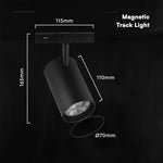 12W LED magnētiskais sliežu gaismeklis (track), 48V, V-TAC VT-40020, IP20, melns, neitrāli balta gaisma 4000K