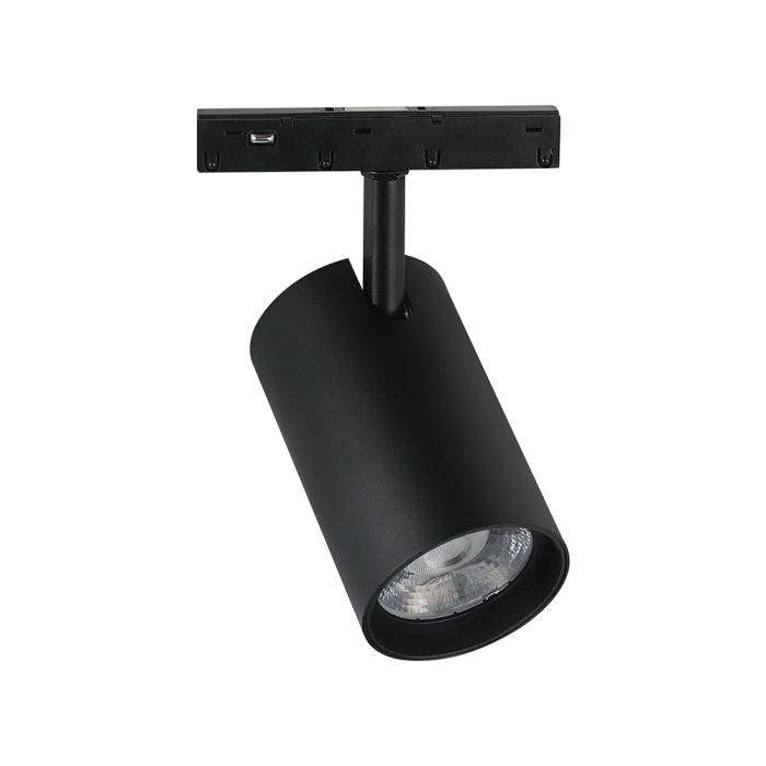 12W LED magnētiskais sliežu gaismeklis (track), 48V, V-TAC VT-40020, IP20, melns, auksti balta gaisma 6400K