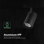 12W LED magnētiskais sliežu gaismeklis (track), 48V, V-TAC VT-40020, IP20, melns, auksti balta gaisma 6400K