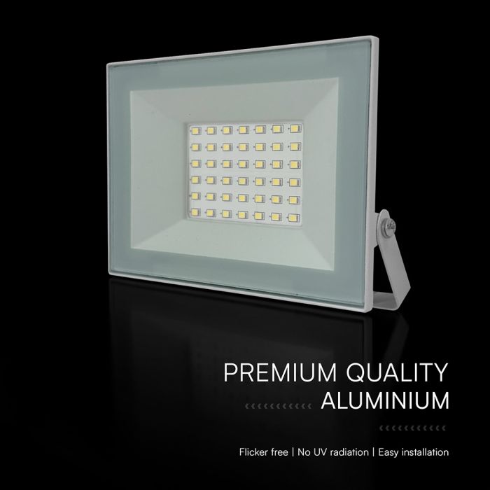 30W(2550Lm) LED prožektors bez kustību sensora, V-TAC, IP65, balts, neitrāli balta gaisma 4000K