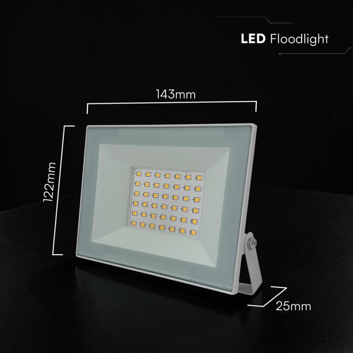 30W(2550Lm) LED prožektors bez kustību sensora, V-TAC, IP65, melns, neitrāli balta gaisma 4000K