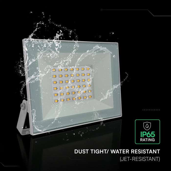 30W(2550Lm) LED prožektors bez kustību sensora, V-TAC, IP65, melns, neitrāli balta gaisma 4000K