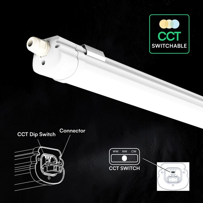 150cm_48W(5760Lm) V-TAC lineārais gaismeklis, VT-1574CCT, IP65, 3IN1