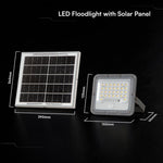 10W LED prožektors ar saules bateriju un PIR kustības sensoru, V-TAC, IP65, silti balta gaisma 3000K