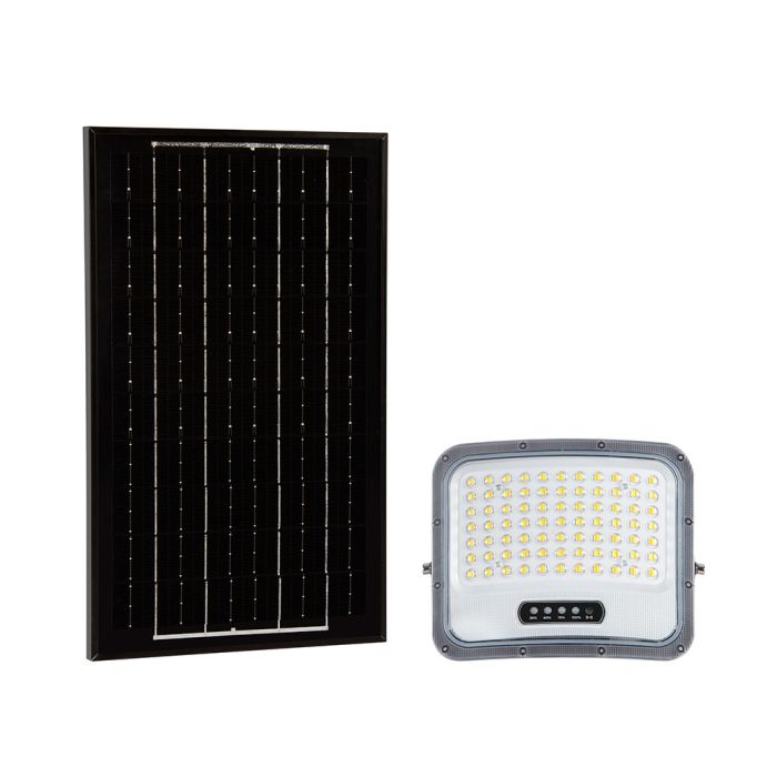12W LED prožektors ar saules bateriju, 3in1 (3000K/4000K/6500K pārslēdzams), melns panelis, V-TAC, IP65