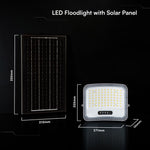 12W LED prožektors ar saules bateriju, 3in1 (3000K/4000K/6500K pārslēdzams), melns panelis, V-TAC, IP65