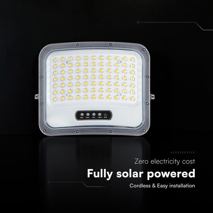 12W LED prožektors ar saules bateriju, 3in1 (3000K/4000K/6500K pārslēdzams), melns panelis, V-TAC, IP65