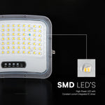 12W LED prožektors ar saules bateriju, 3in1 (3000K/4000K/6500K pārslēdzams), melns panelis, V-TAC, IP65