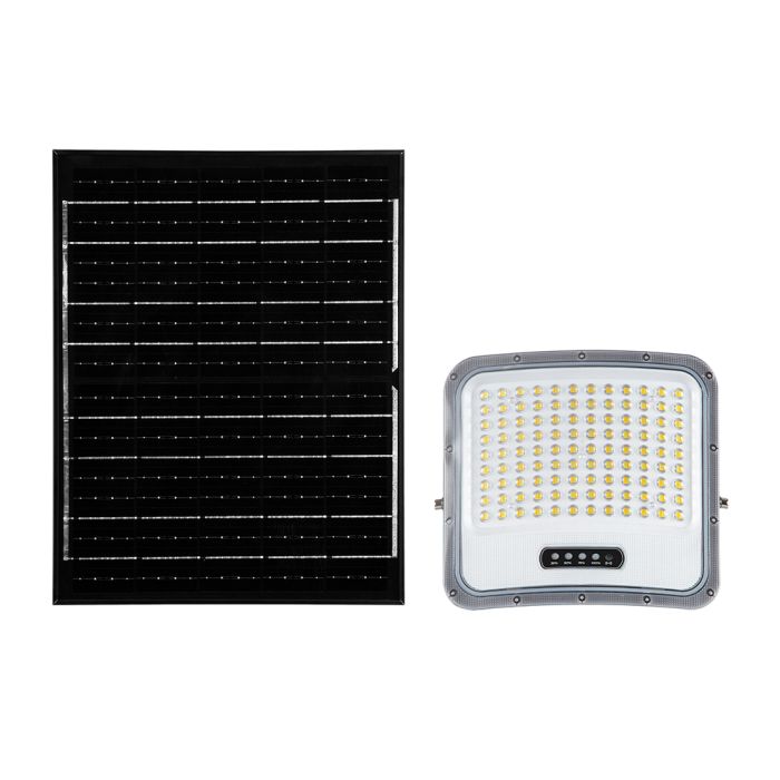 20W LED prožektors ar saules bateriju, 3in1 (3000K/4000K/6500K pārslēdzams), melns panelis, V-TAC, IP65