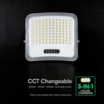 20W LED prožektors ar saules bateriju, 3in1 (3000K/4000K/6500K pārslēdzams), melns panelis, V-TAC, IP65