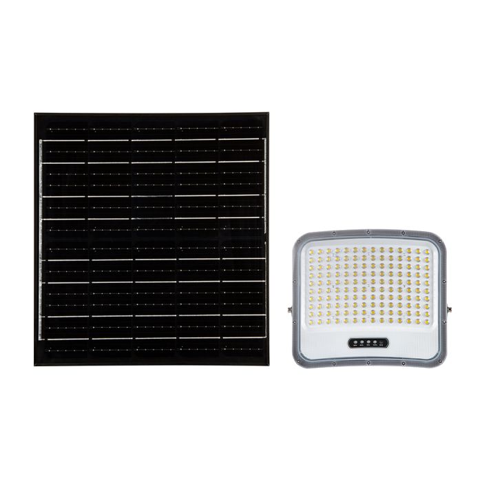 25W LED prožektors ar saules bateriju, 3in1 (3000K/4000K/6500K pārslēdzams), melns panelis, V-TAC, IP65