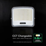 25W LED prožektors ar saules bateriju, 3in1 (3000K/4000K/6500K pārslēdzams), melns panelis, V-TAC, IP65