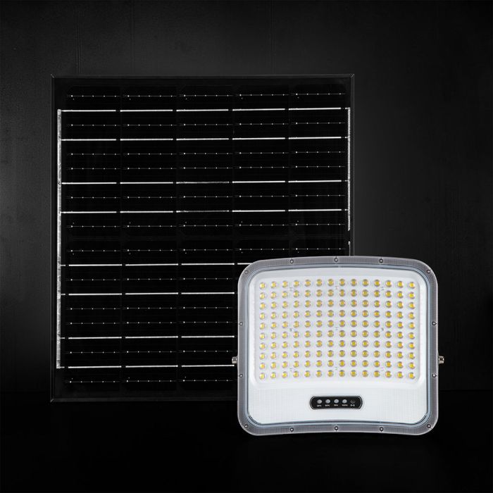 25W LED prožektors ar saules bateriju, 3in1 (3000K/4000K/6500K pārslēdzams), melns panelis, V-TAC, IP65