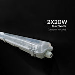120cm_2x20W V-TAC hermētisks T8 gaismekļa korpuss, VT-120002, IP65