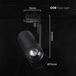 30W LED sliežu prožektors 3 fāžu ar regulējamu staru 25°–50°, CRI80, V-TAC VT-18031CCT, IP20, melns, 3IN1
