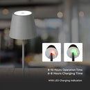 3W(70Lm) LED galda lampa, V-TAC, IP20, pelēka, dimmējama, 5V 1A,  105x390mm, silti balta gaisma 3000K