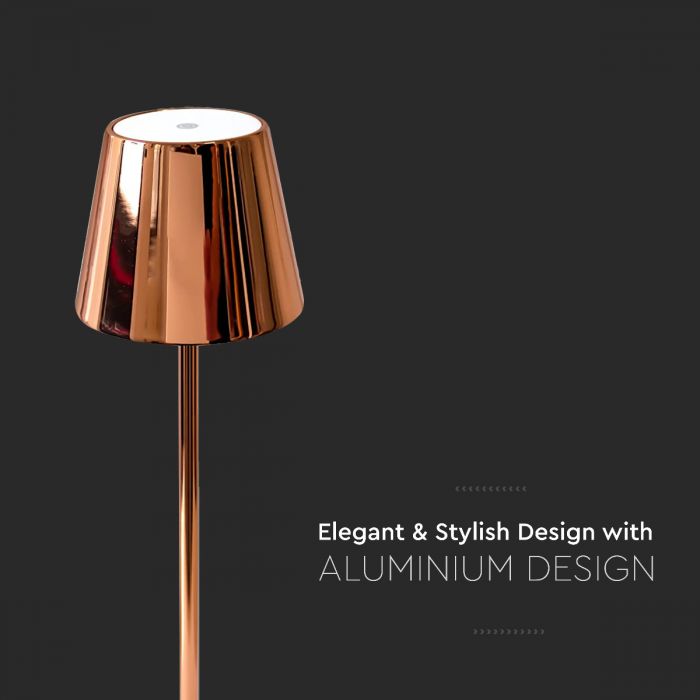 3W(80Lm) LED table lamp, V-TAC, IP20, gold, dimmable, 5V 1A, 105x390mm, warm white light 3000K