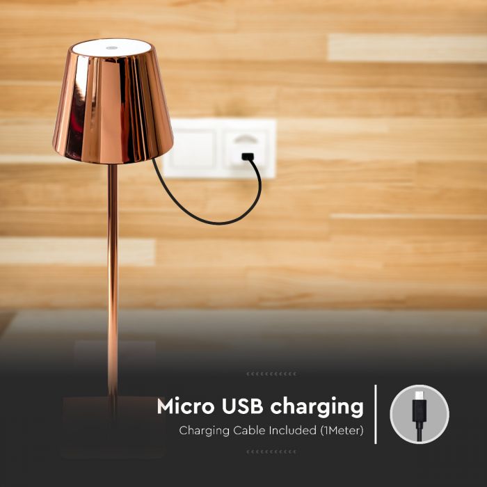 3W(90Lm) LED laualamp, V-TAC, IP20, kuldne, dimmerdatav, 5V 1A, 105x390mm, neutraalne valge 4000K