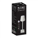 3W(70Lm) LED-bordslampa, V-TAC, IP20, vit, dimbar, 5V 1A, 105x390mm, varmvitt ljus 3000K