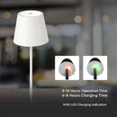 3W(70Lm) LED-bordslampa, V-TAC, IP20, vit, dimbar, 5V 1A, 105x390mm, varmvitt ljus 3000K