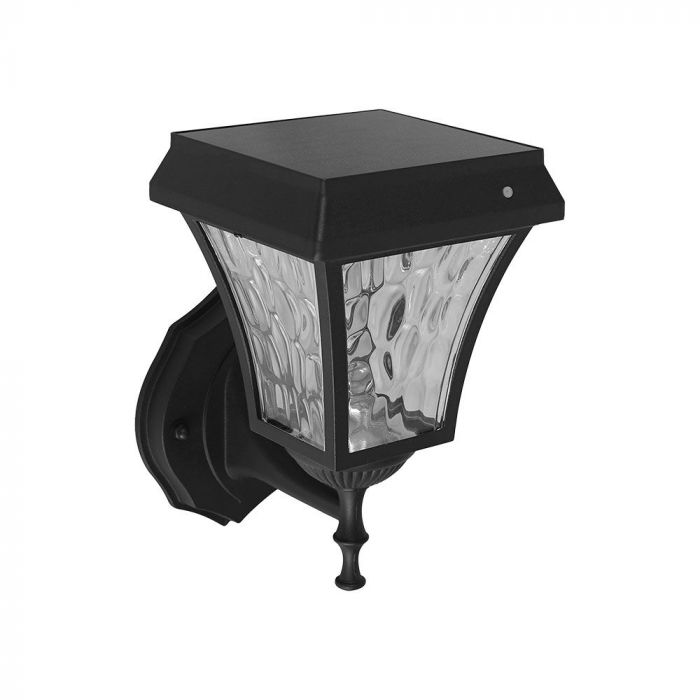 2W(110Lm) LED  fasādes gaismeklis ar saules bateriju, IP65, matēta melna, 3IN1, V-TAC