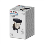 2W(110Lm) LED front luminaire with solar cell, IP65, mat black, 3IN1, V-TAC