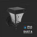 2W(110Lm) LED  fasādes gaismeklis ar saules bateriju, IP65, matēta melna, 3IN1, V-TAC